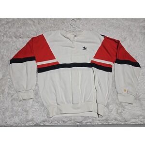 Vintage Adidas 80s Sweatshirt Pullover Rugby‎ Trefoil Banded Colorblock Thrashed